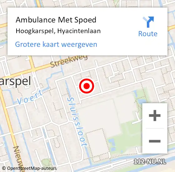 Locatie op kaart van de 112 melding: Ambulance Met Spoed Naar Hoogkarspel, Hyacintenlaan op 14 januari 2016 11:37