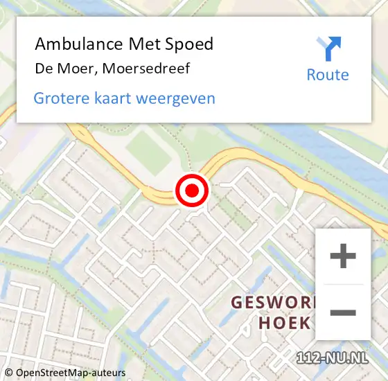 Locatie op kaart van de 112 melding: Ambulance Met Spoed Naar De Moer, Moersedreef op 14 januari 2016 11:48