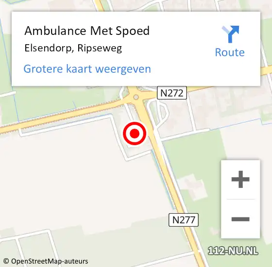 Locatie op kaart van de 112 melding: Ambulance Met Spoed Naar Elsendorp, Ripseweg op 14 januari 2016 12:19