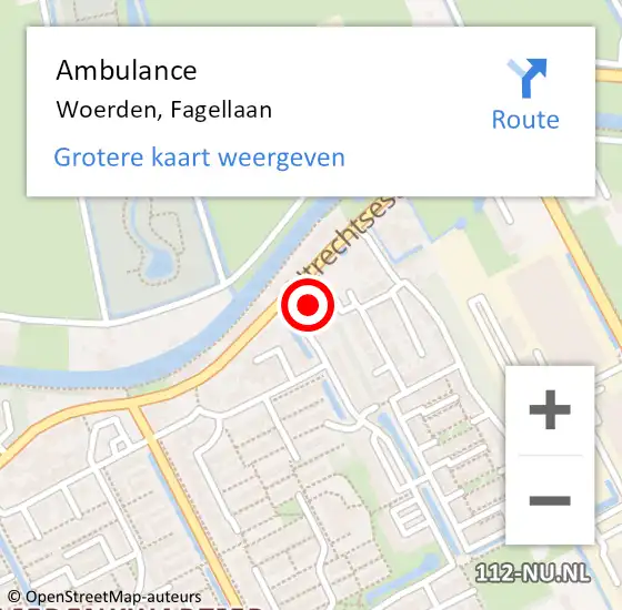 Locatie op kaart van de 112 melding: Ambulance Woerden, Fagellaan op 14 januari 2016 12:22