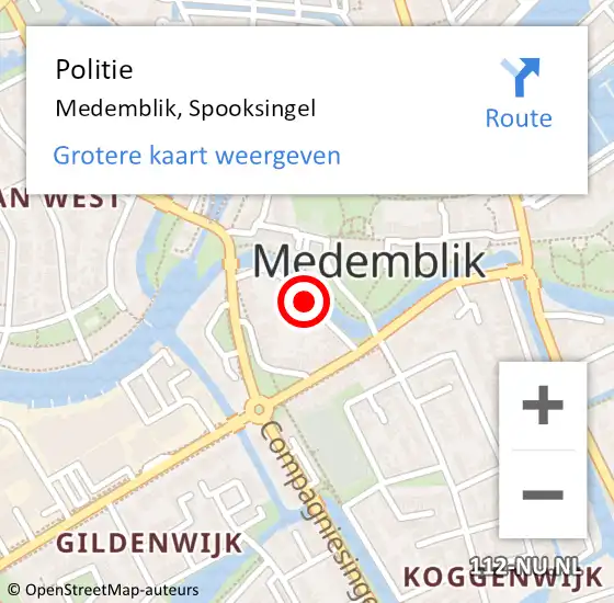 Locatie op kaart van de 112 melding: Politie Medemblik, Spooksingel op 14 januari 2016 12:45