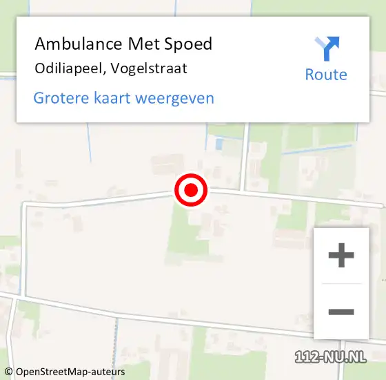 Locatie op kaart van de 112 melding: Ambulance Met Spoed Naar Odiliapeel, Vogelstraat op 14 januari 2016 15:07