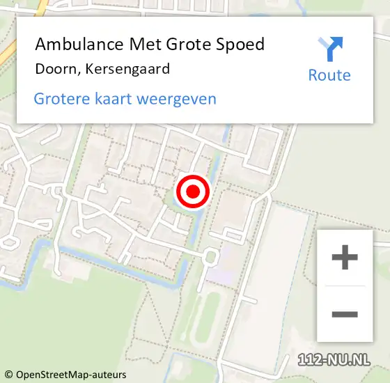 Locatie op kaart van de 112 melding: Ambulance Met Grote Spoed Naar Doorn, Kersengaard op 14 januari 2016 15:18