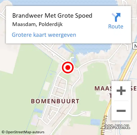 Locatie op kaart van de 112 melding: Brandweer Met Grote Spoed Naar Maasdam, Polderdijk op 14 januari 2016 15:40