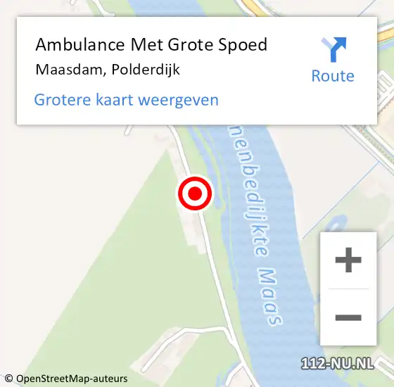 Locatie op kaart van de 112 melding: Ambulance Met Grote Spoed Naar Maasdam, Polderdijk op 14 januari 2016 15:51