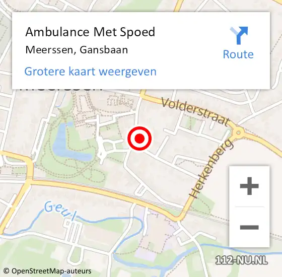 Locatie op kaart van de 112 melding: Ambulance Met Spoed Naar Meerssen, Gansbaan op 3 december 2013 09:50