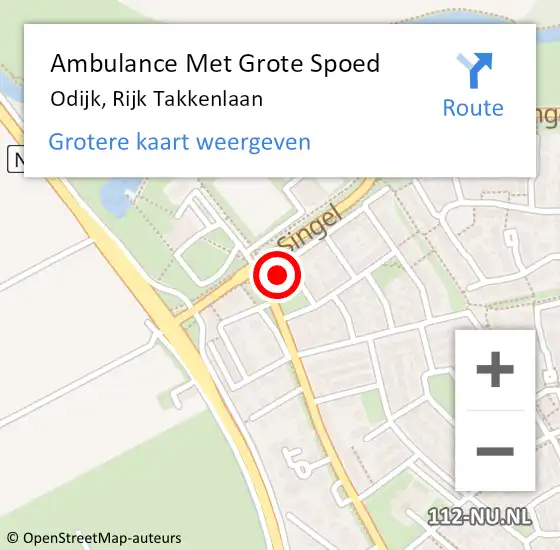 Locatie op kaart van de 112 melding: Ambulance Met Grote Spoed Naar Odijk, Rijk Takkenlaan op 14 januari 2016 17:28