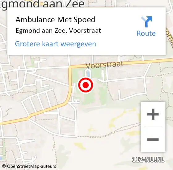 Locatie op kaart van de 112 melding: Ambulance Met Spoed Naar Egmond aan Zee, Voorstraat op 14 januari 2016 18:52