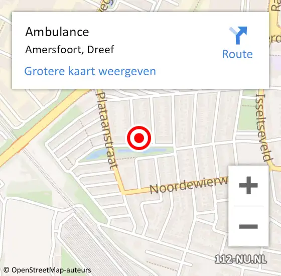 Locatie op kaart van de 112 melding: Ambulance Amersfoort, Dreef op 14 januari 2016 19:20