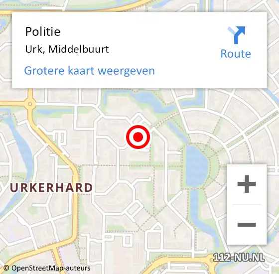 Locatie op kaart van de 112 melding: Politie Urk, Middelbuurt op 14 januari 2016 19:43