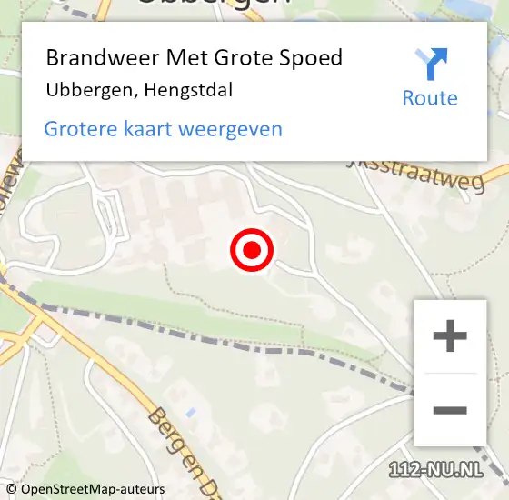 Locatie op kaart van de 112 melding: Brandweer Met Grote Spoed Naar Ubbergen, Hengstdal op 14 januari 2016 19:49