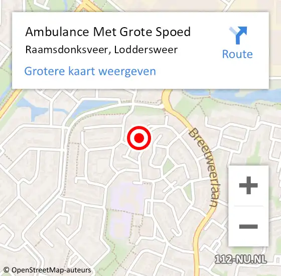 Locatie op kaart van de 112 melding: Ambulance Met Grote Spoed Naar Raamsdonksveer, Loddersweer op 14 januari 2016 19:56