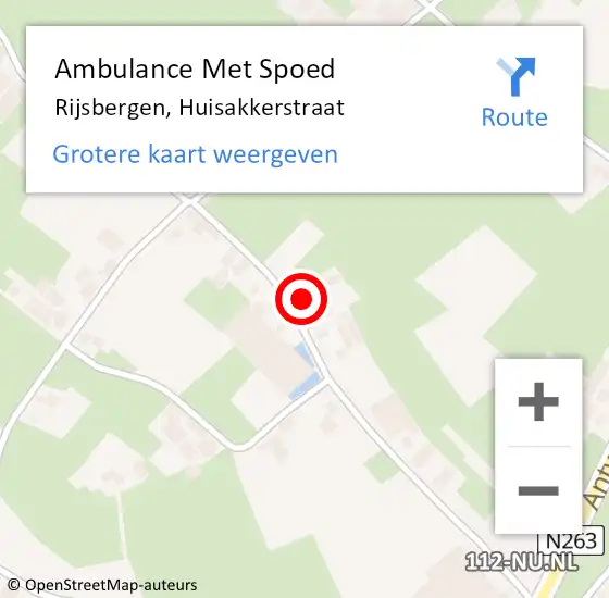 Locatie op kaart van de 112 melding: Ambulance Met Spoed Naar Rijsbergen, Huisakkerstraat op 3 december 2013 10:10