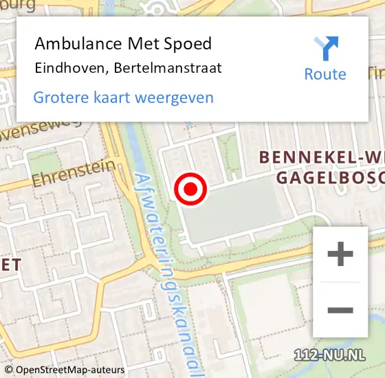 Locatie op kaart van de 112 melding: Ambulance Met Spoed Naar Eindhoven, Bertelmanstraat op 14 januari 2016 20:42