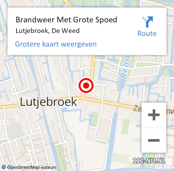 Locatie op kaart van de 112 melding: Brandweer Met Grote Spoed Naar Lutjebroek, De Weed op 14 januari 2016 21:46