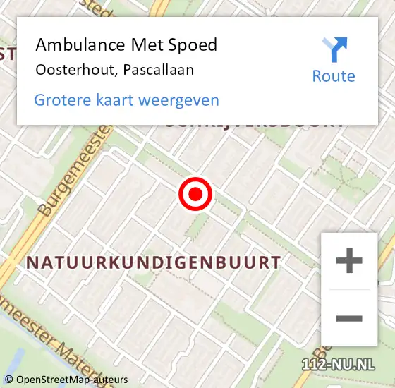 Locatie op kaart van de 112 melding: Ambulance Met Spoed Naar Oosterhout, Pascallaan op 14 januari 2016 23:17