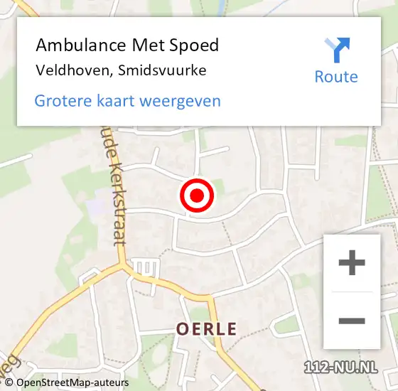 Locatie op kaart van de 112 melding: Ambulance Met Spoed Naar Veldhoven, Smidsvuurke op 15 januari 2016 04:09
