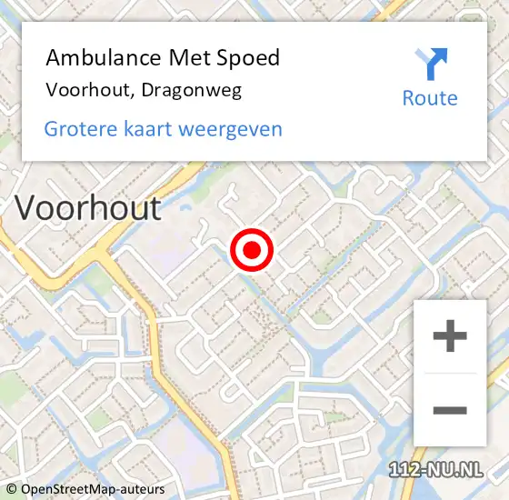 Locatie op kaart van de 112 melding: Ambulance Met Spoed Naar Voorhout, Dragonweg op 15 januari 2016 05:00