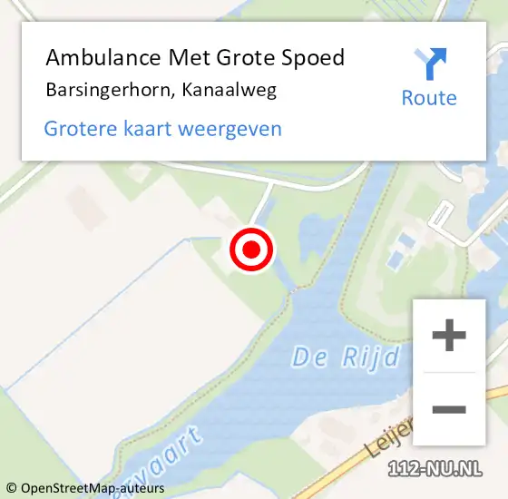 Locatie op kaart van de 112 melding: Ambulance Met Grote Spoed Naar Barsingerhorn, Kanaalweg op 15 januari 2016 06:46