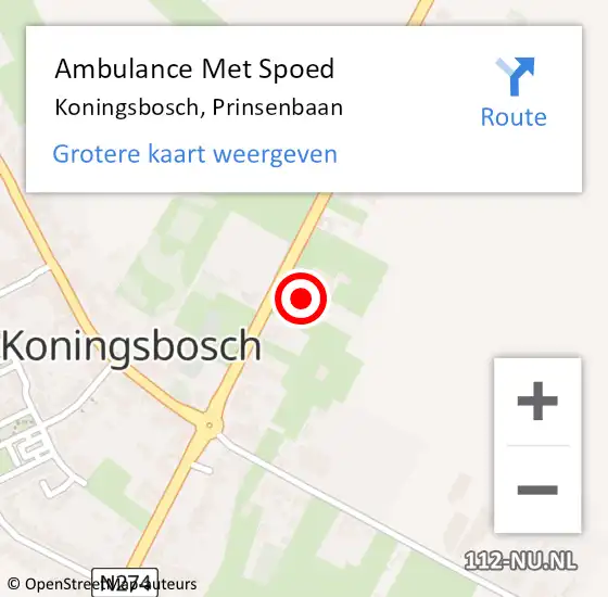 Locatie op kaart van de 112 melding: Ambulance Met Spoed Naar Koningsbosch, Prinsenbaan op 15 januari 2016 07:45