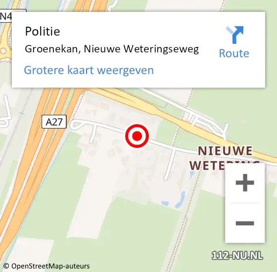 Locatie op kaart van de 112 melding: Politie Groenekan, Nieuwe Weteringseweg op 15 januari 2016 08:00