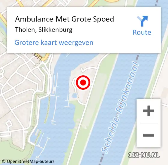 Locatie op kaart van de 112 melding: Ambulance Met Grote Spoed Naar Tholen, Slikkenburg op 15 januari 2016 08:14