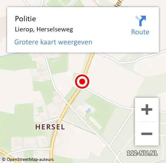 Locatie op kaart van de 112 melding: Politie Lierop, Herselseweg op 15 januari 2016 08:28