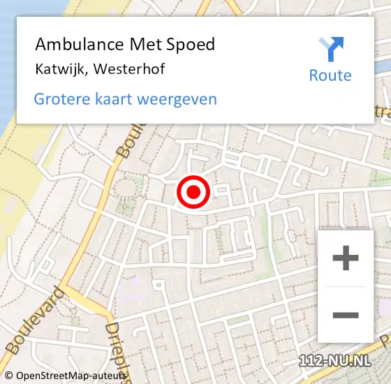 Locatie op kaart van de 112 melding: Ambulance Met Spoed Naar Katwijk, Westerhof op 15 januari 2016 09:34