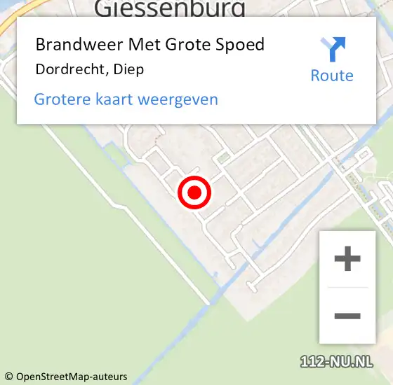 Locatie op kaart van de 112 melding: Brandweer Met Grote Spoed Naar Dordrecht, Diep op 15 januari 2016 10:29