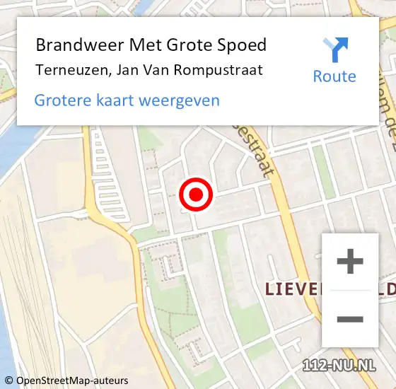 Locatie op kaart van de 112 melding: Brandweer Met Grote Spoed Naar Terneuzen, Jan Van Rompustraat op 15 januari 2016 11:33