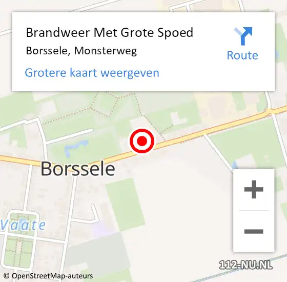 Locatie op kaart van de 112 melding: Brandweer Met Grote Spoed Naar Borssele, Monsterweg op 15 januari 2016 12:05