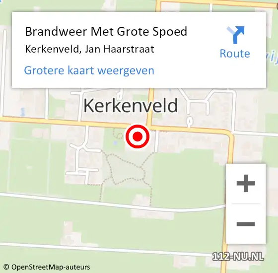 Locatie op kaart van de 112 melding: Brandweer Met Grote Spoed Naar Kerkenveld, Jan Haarstraat op 3 december 2013 11:03