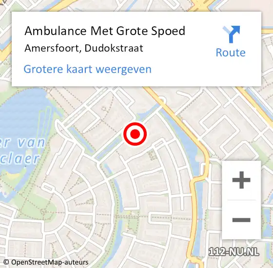 Locatie op kaart van de 112 melding: Ambulance Met Grote Spoed Naar Amersfoort, Dudokstraat op 15 januari 2016 12:55