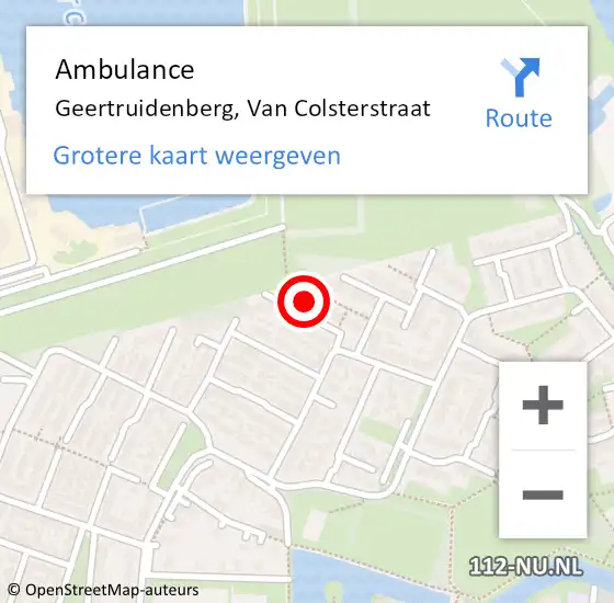 Locatie op kaart van de 112 melding: Ambulance Geertruidenberg, Van Colsterstraat op 15 januari 2016 13:32