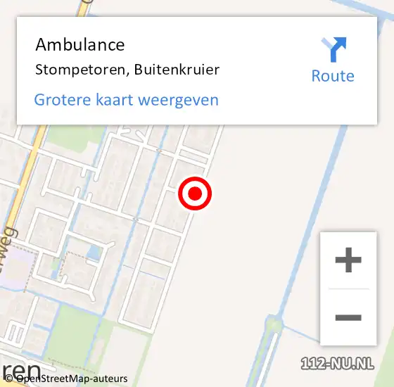 Locatie op kaart van de 112 melding: Ambulance Stompetoren, Buitenkruier op 15 januari 2016 14:35