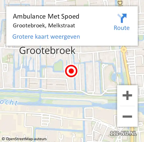 Locatie op kaart van de 112 melding: Ambulance Met Spoed Naar Grootebroek, Melkstraat op 15 januari 2016 15:25