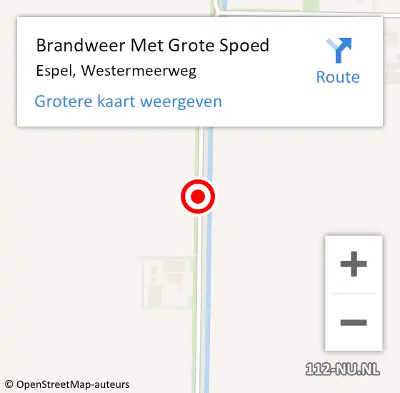 Locatie op kaart van de 112 melding: Brandweer Met Grote Spoed Naar Espel, Westermeerweg op 15 januari 2016 17:00