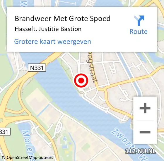 Locatie op kaart van de 112 melding: Brandweer Met Grote Spoed Naar Hasselt, Justitie Bastion op 15 januari 2016 17:00