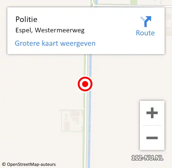 Locatie op kaart van de 112 melding: Politie Espel, Westermeerweg op 15 januari 2016 17:06