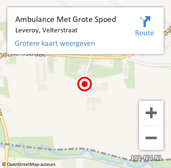 Locatie op kaart van de 112 melding: Ambulance Met Grote Spoed Naar Leveroy, Velterstraat op 15 januari 2016 17:09