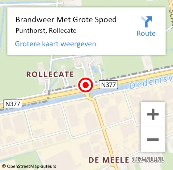 Locatie op kaart van de 112 melding: Brandweer Met Grote Spoed Naar Punthorst, Rollecate op 15 januari 2016 17:34