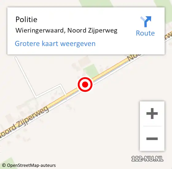 Locatie op kaart van de 112 melding: Politie Wieringerwaard, Noord Zijperweg op 15 januari 2016 20:00