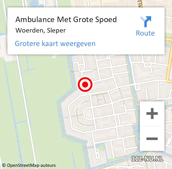 Locatie op kaart van de 112 melding: Ambulance Met Grote Spoed Naar Woerden, Sleper op 15 januari 2016 20:08