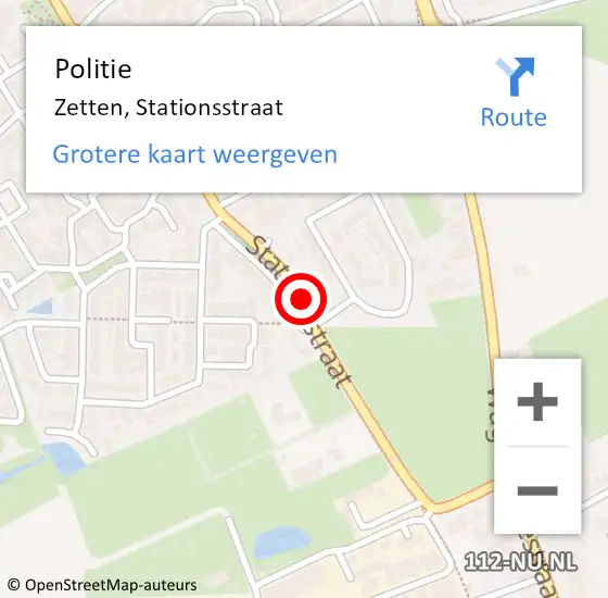 Locatie op kaart van de 112 melding: Politie Zetten, Stationsstraat op 3 december 2013 11:47