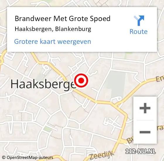 Locatie op kaart van de 112 melding: Brandweer Met Grote Spoed Naar Haaksbergen, Blankenburg op 15 januari 2016 20:15