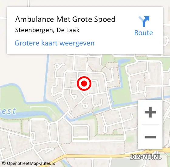 Locatie op kaart van de 112 melding: Ambulance Met Grote Spoed Naar Steenbergen, De Laak op 15 januari 2016 20:32