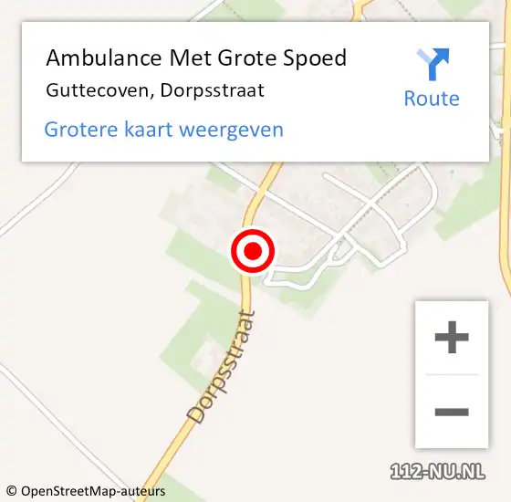 Locatie op kaart van de 112 melding: Ambulance Met Grote Spoed Naar Guttecoven, Dorpsstraat op 3 december 2013 11:48