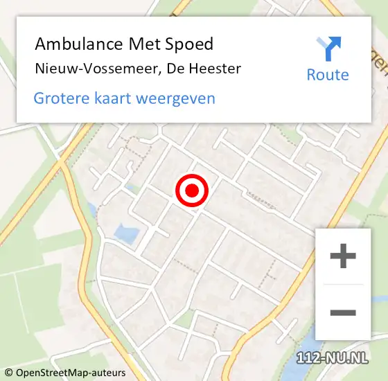 Locatie op kaart van de 112 melding: Ambulance Met Spoed Naar Nieuw-Vossemeer, De Heester op 15 januari 2016 21:11