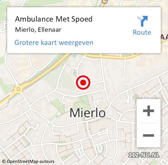 Locatie op kaart van de 112 melding: Ambulance Met Spoed Naar Mierlo, Ellenaar op 15 januari 2016 21:37