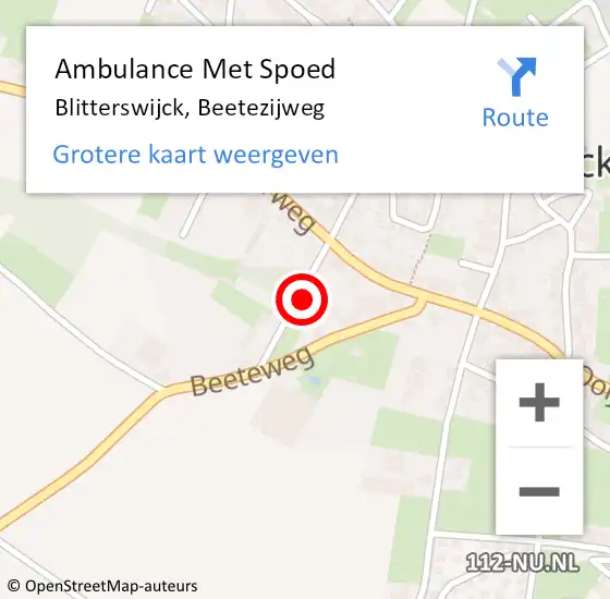 Locatie op kaart van de 112 melding: Ambulance Met Spoed Naar Blitterswijck, Beetezijweg op 15 januari 2016 21:50